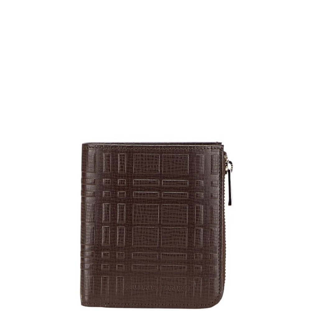 Burberry check bifold wallet key brown leather